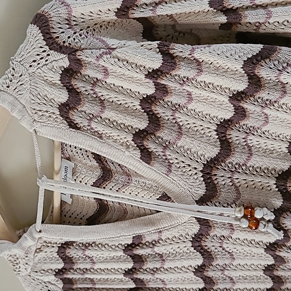 Heartloom Elias Chevron Pattern Knit Hooded Sweater Tan Brown 100% Cotton - Picture 6 of 17